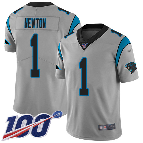 Carolina Panthers Limited Silver Men Cam Newton Jersey NFL Football #1 100th Season Inverted Legend